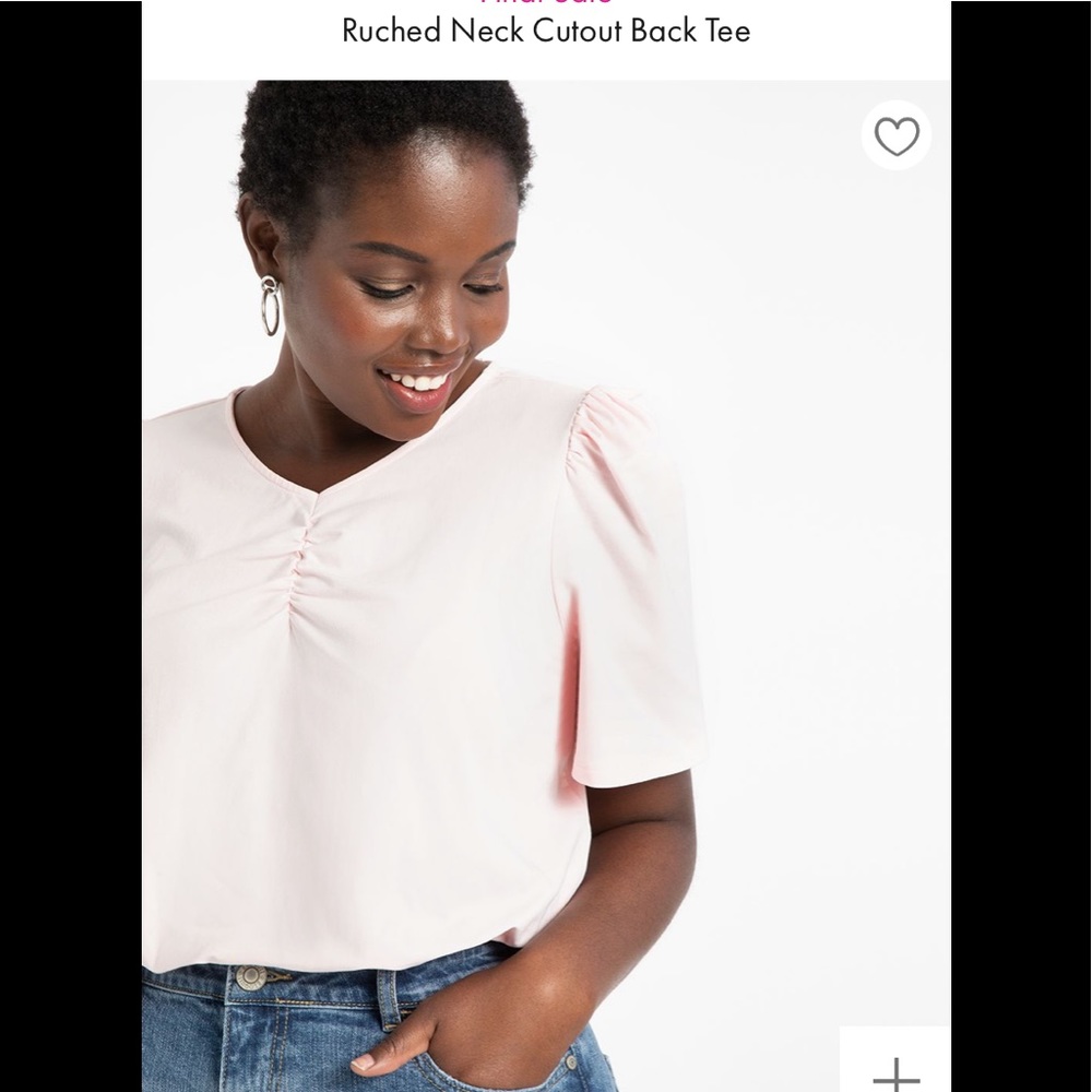 Eloquii Ruched Neck Cutout Back Tee sz 26/28